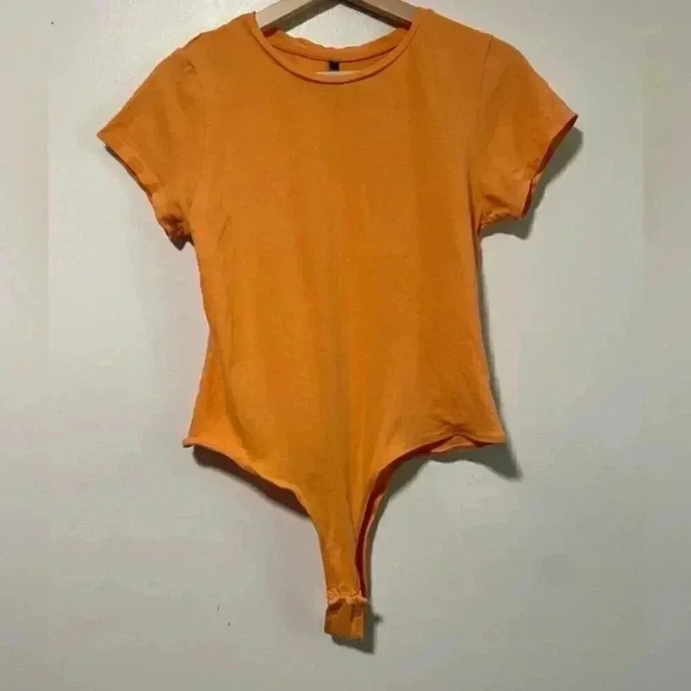 SPASH Women’s Orange Short Sleeve Bodysuit, Size XL